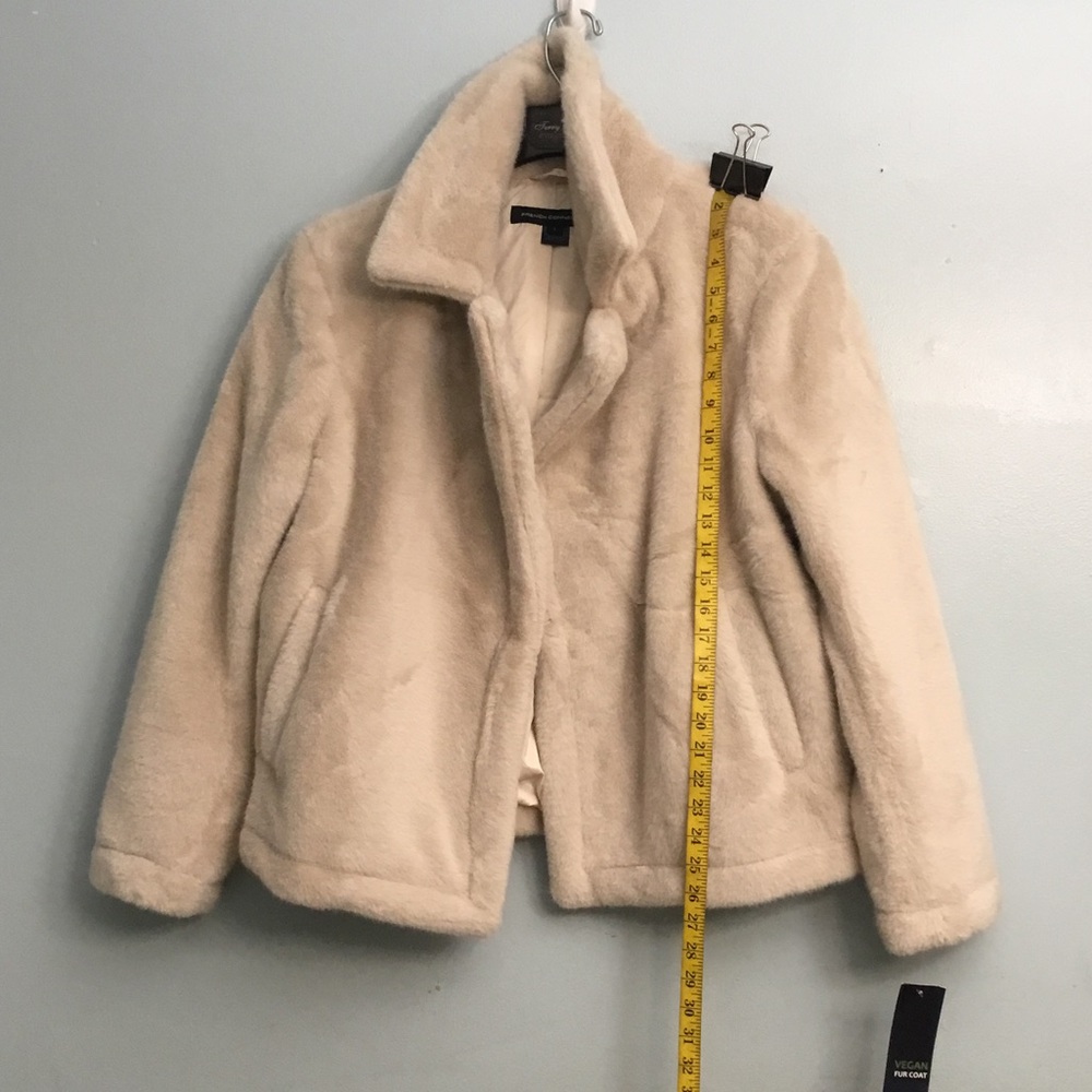 FRENCH CONNECTION Cream Teddy Jacket with Notched Lapels